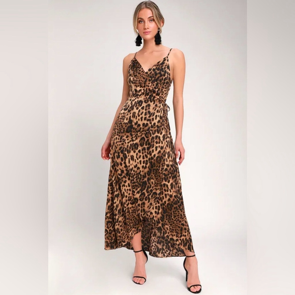 Lulus Leopard Print Maxi Dress Size medium ~B2 - Picture 1 of 5